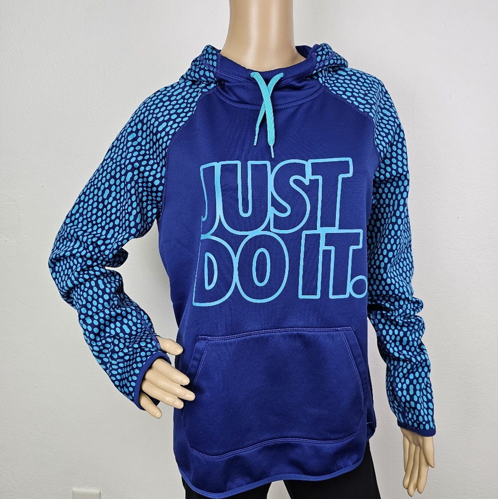Nike Therma Fit Blue Sweatshirt Just Do It Logo Hoodie Sz M Activewear Gorpcore